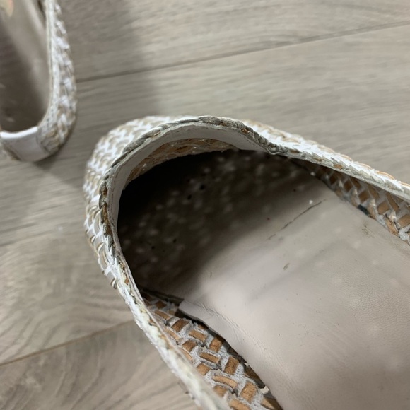 Pertini White Silver Leather Woven Loafer Flats - Picture 12 of 12